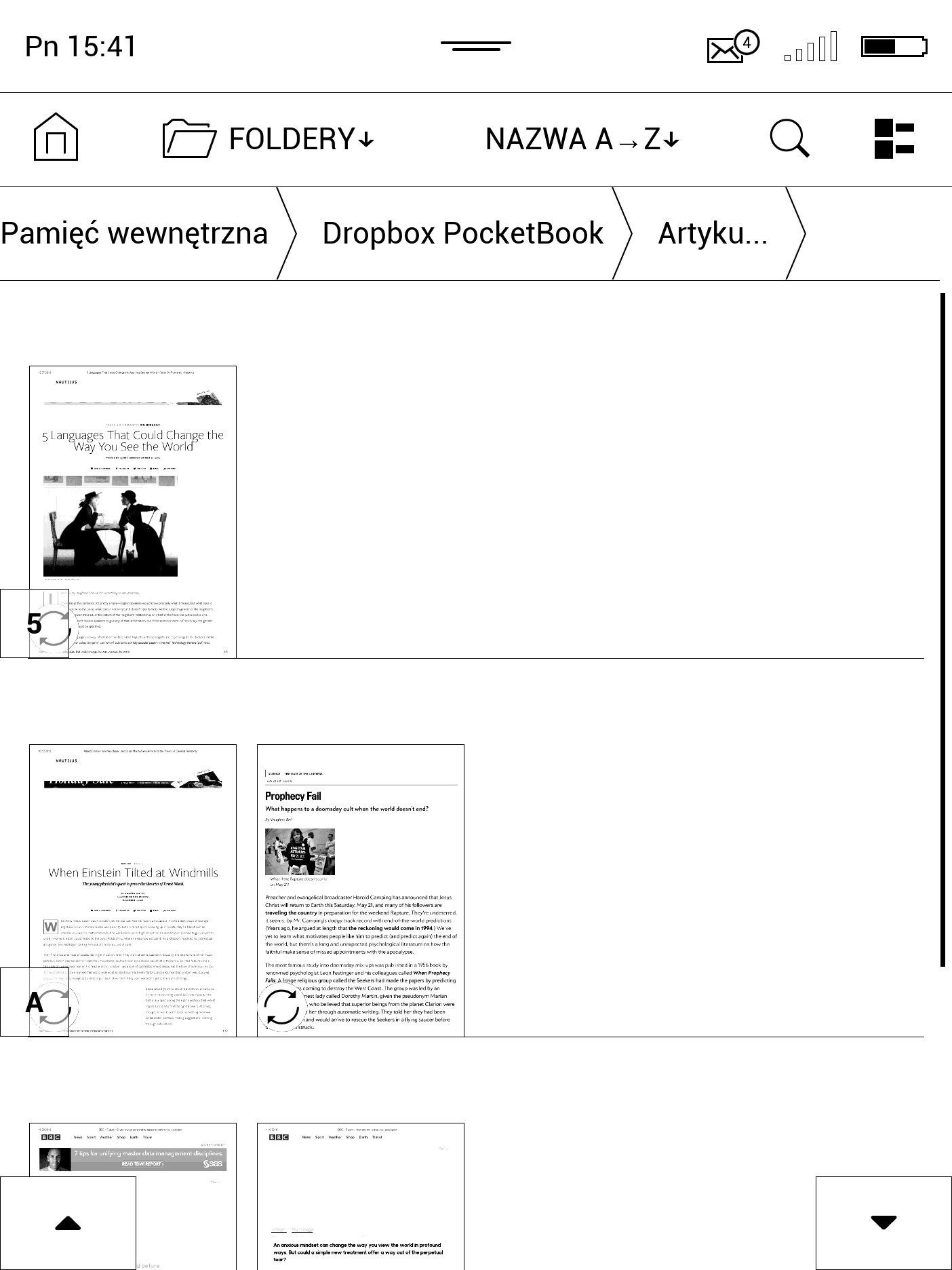 Zarządzanie plikami na Dropboxie z poziomu czytnika