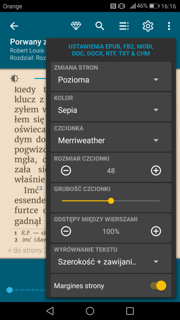 Personalizacja ustawień czytania w aplikacji ReadEra